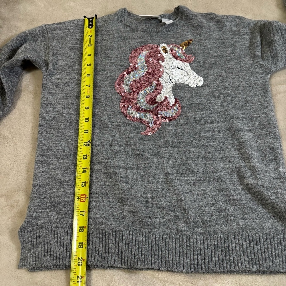 The Children’s Place Gray Sweater with Sequin Unicorn Design - Picture 6 of 6
